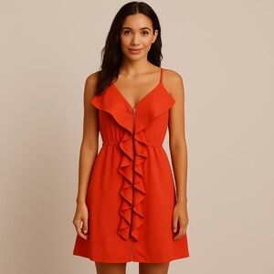 Elegant Dress Forty Forty Ruffle Front Zip Dress - Red/Orange
Talla: S